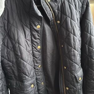 J.Crew Quilted Black Jacket with Gold Buttons